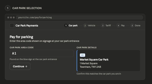 area code entry screen